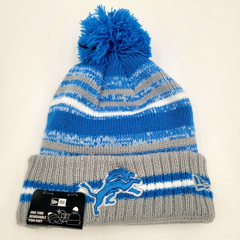 New Era Detroit Lions NFL Cuffed Pom Knit Beanie Hat NWT